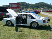 White MUSTANG Drag Car